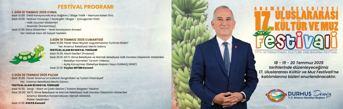 Anamur Uluslararası Kültür ve Muz Festivali  18 Temmuzda Başlıyor