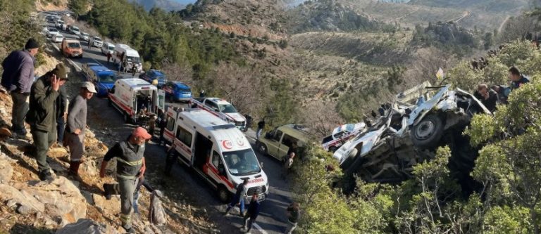 Anamur’da Minibüs Uçuruma Düştü 3 Ölü 14 Ağır Yaralı