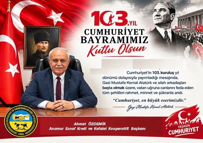 Başkan  Özdemir 29 ekim cumhuriyet bayramı mesajı