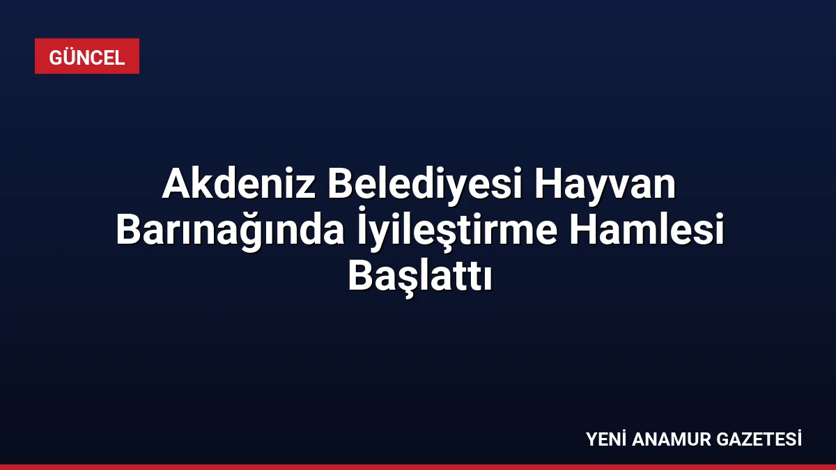 Akdeniz Belediyesi Hayvan Barınağında İyileştirme Hamlesi Başlattı