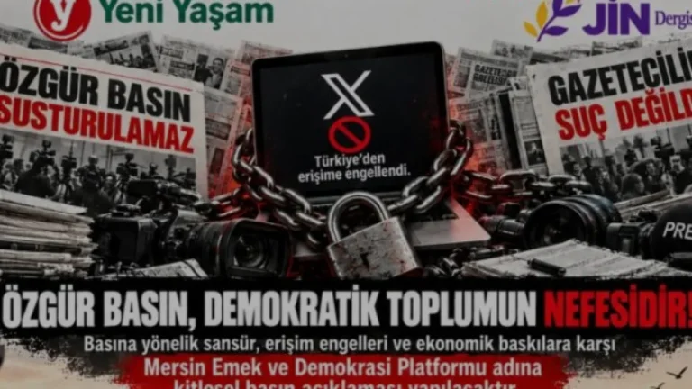 Mersin Emek ve Demokrasi Platformu basın özgürlüğü için toplanıyor