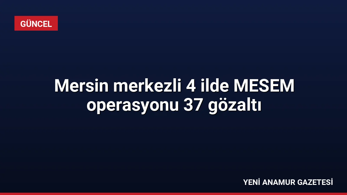 Mersin merkezli 4 ilde MESEM operasyonu 37 gözaltı