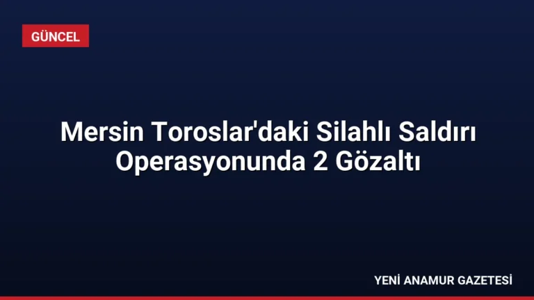 Mersin Toroslar’daki Silahlı Saldırı Operasyonunda 2 Gözaltı