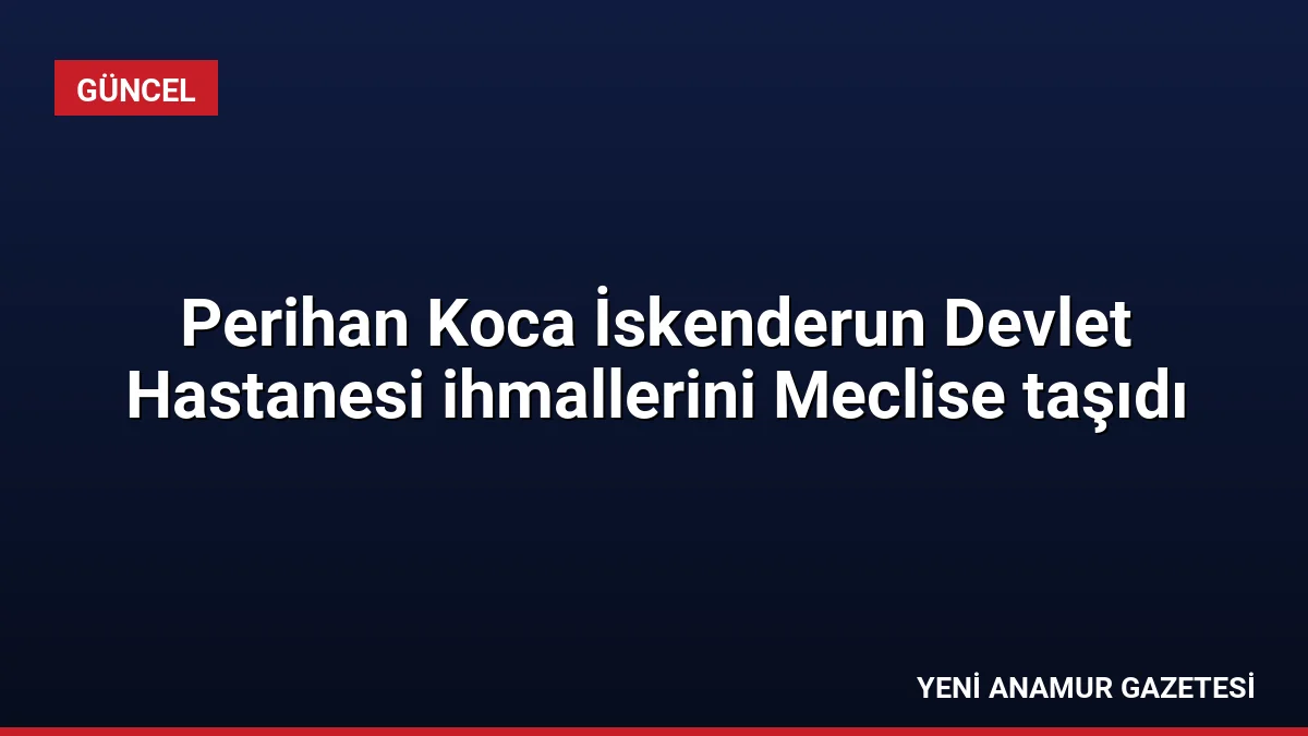 Perihan Koca İskenderun Devlet Hastanesi ihmallerini Meclise taşıdı